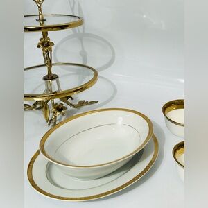 Regency Gold Band China Oval Vegetable Bowl With Matching Platter Web ID 1235871